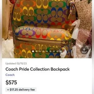 Coach leatherware rainbow pride multicolor/suede rare backpack brand new- tags Coach pride rainbow backpack bookbag and | Mercari main image 4